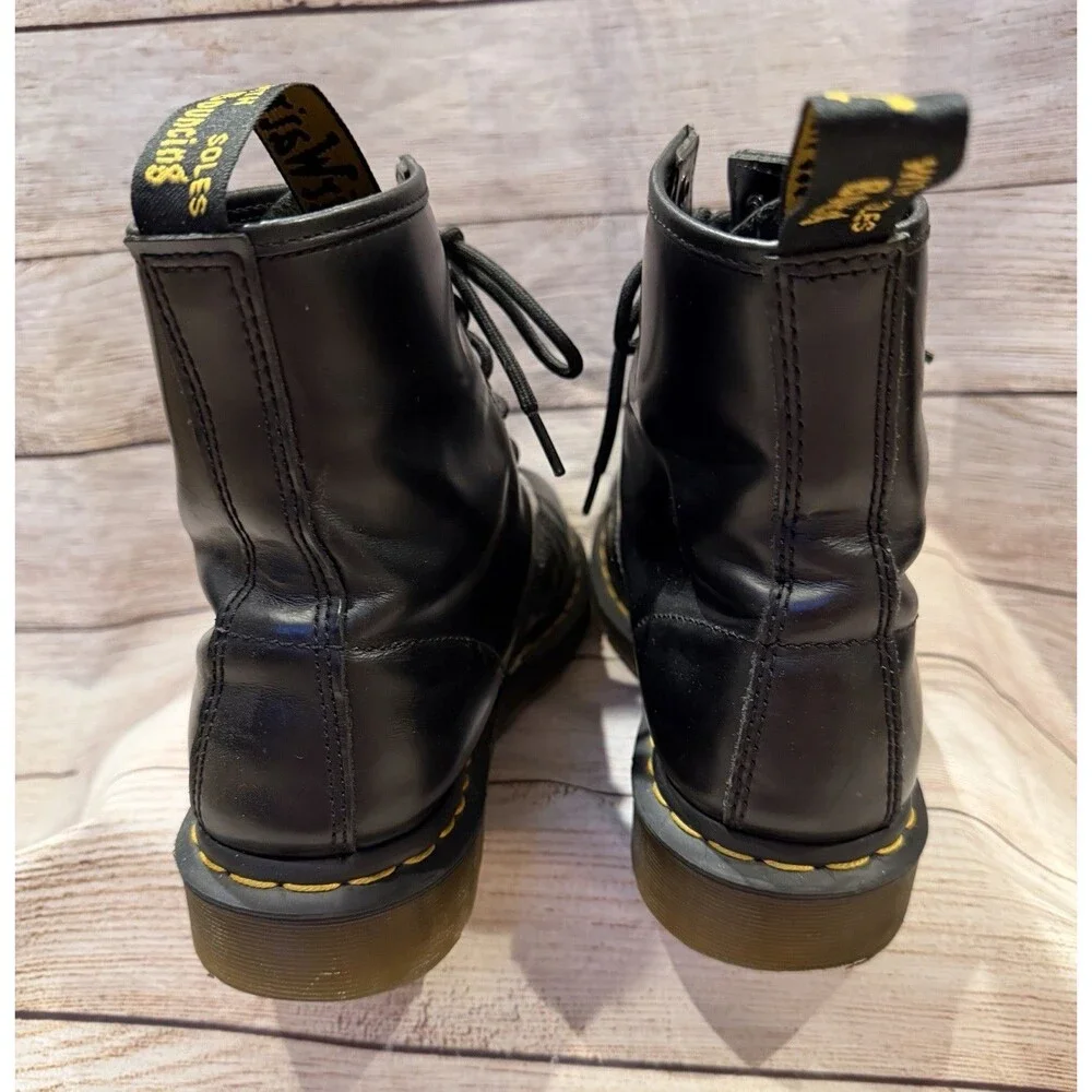 Dr Martens 1460 Patent Smooth Leather Boots Men Size 8 Black Lace Up